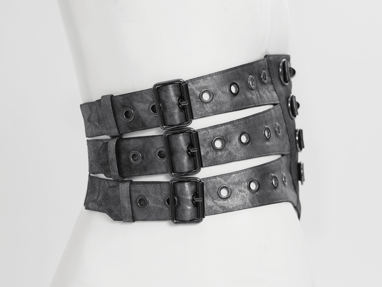 Gothic Studded Corset Belt With Front Zipper Detail