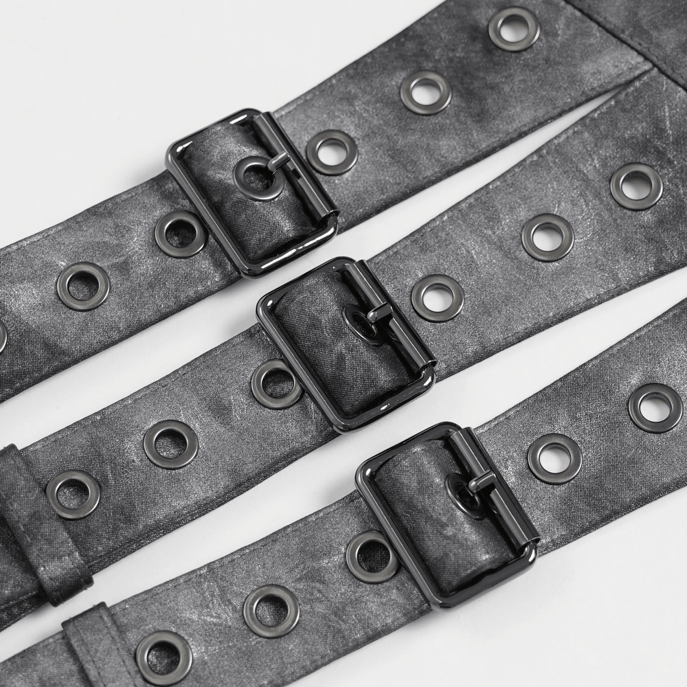 Gothic Studded Corset Belt With Front Zipper Detail