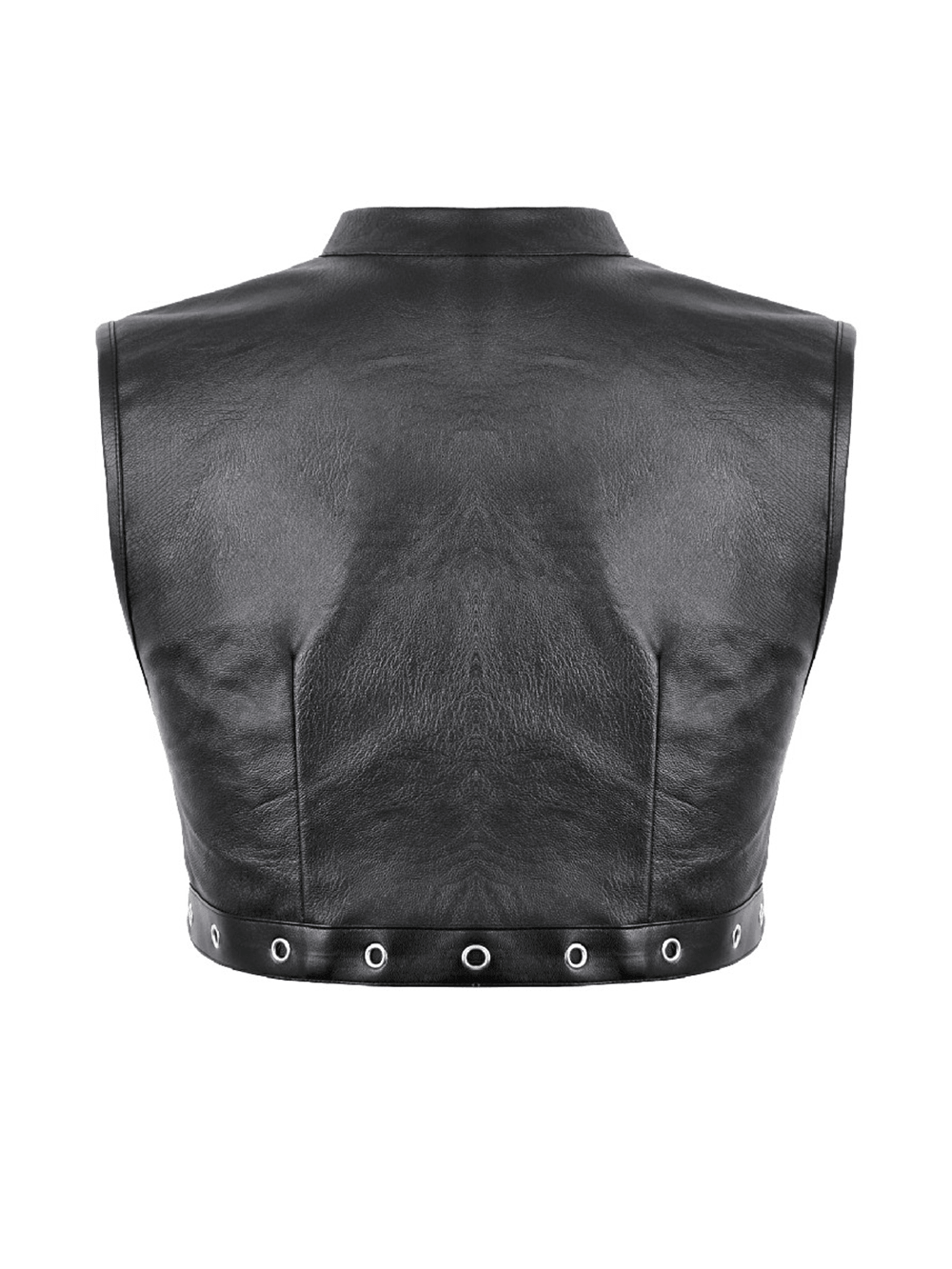 Gothic Studded Faux Leather Crop Top with Zipper