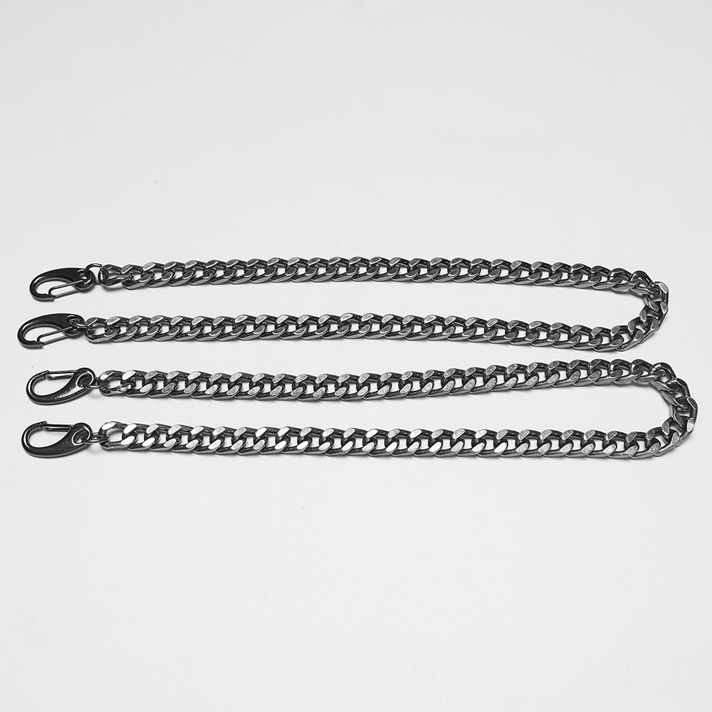 Gothic Studded PU Leather Harness with Chains - Detachable metal chains for punk styling and custom adjustments.