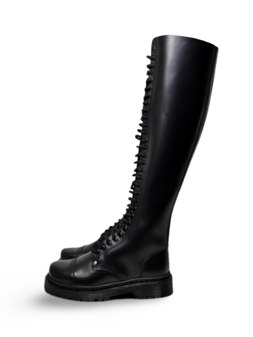 Gothic Style Black Unisex Knee High Boots in Box Leather