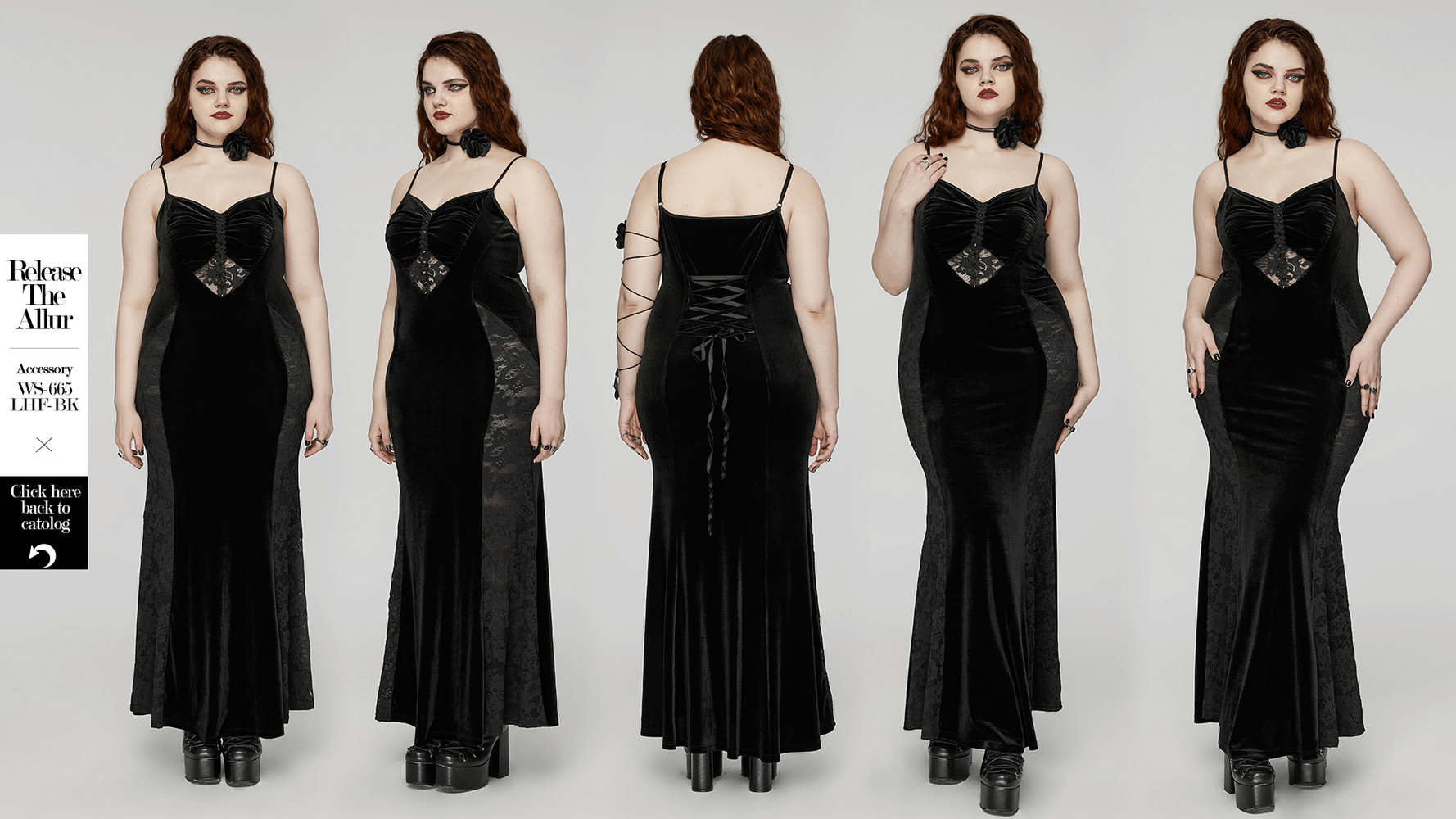 Elegant Gothic black velvet lace mermaid dress showcasing a stunning heart-shaped neckline and fishtail silhouette.