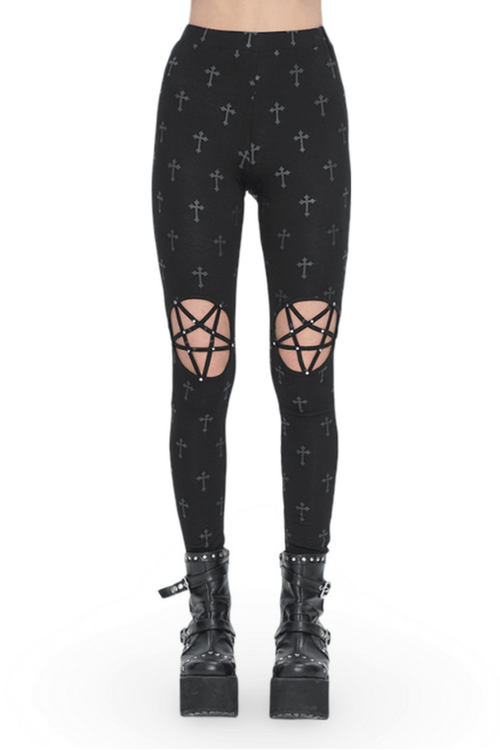 Gothic Style Cross Lace-up Leggings for Women