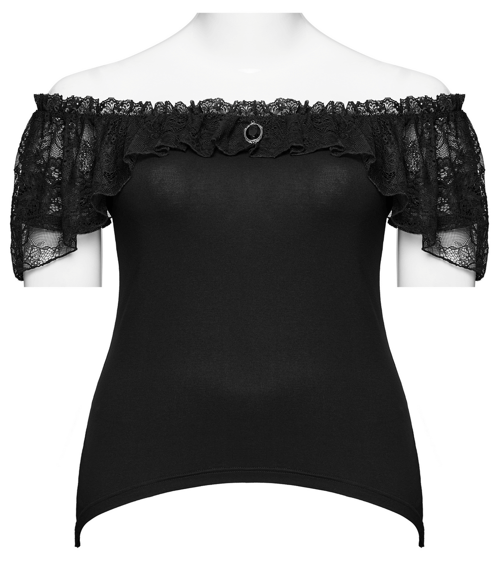 Gothic Style Ruffled Off-Shoulder Lace Gothic Top