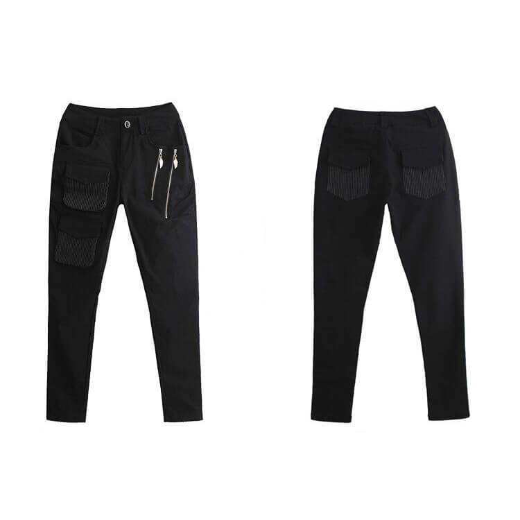 Gothic Style Women's Black Pencil Pants / High-quality Elastic Waist Stretchable Material Pants - HARD'N'HEAVY