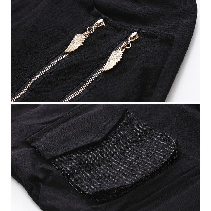 Gothic Style Women's Black Pencil Pants / High-quality Elastic Waist Stretchable Material Pants - HARD'N'HEAVY