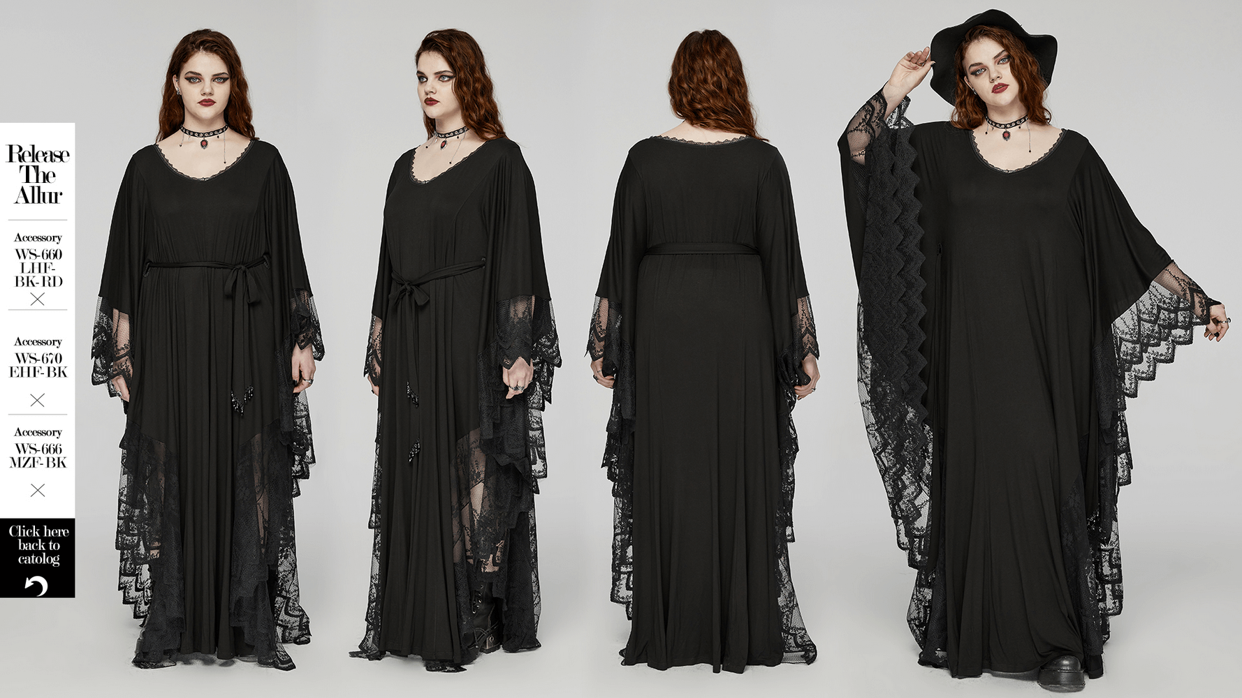 Gothic Style Women's Lace-Spliced Flowing Maxi Dress