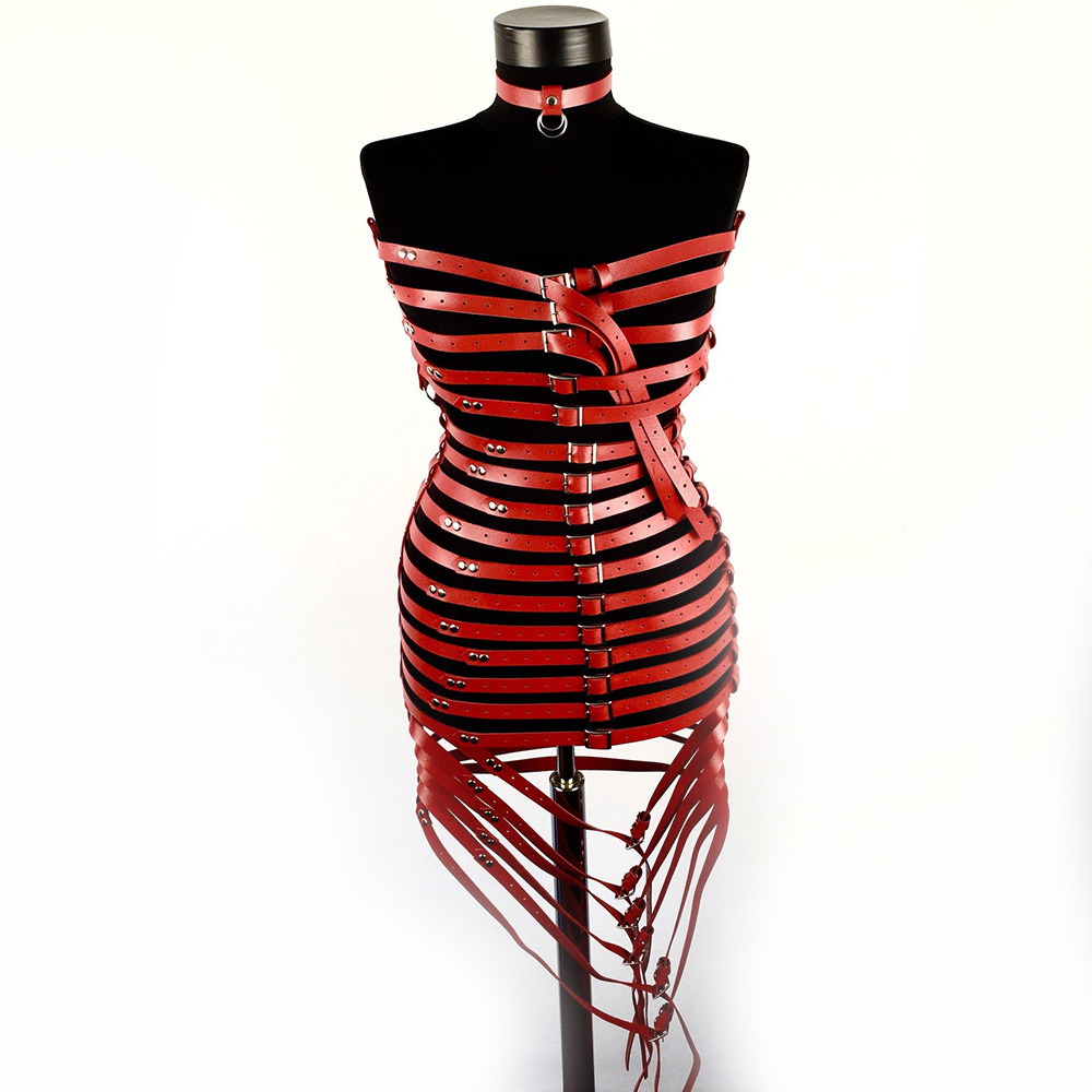 Gothic Style Women's PU Leather Harness Clothing / Sexy Bondage Dress and Skirt - HARD'N'HEAVY