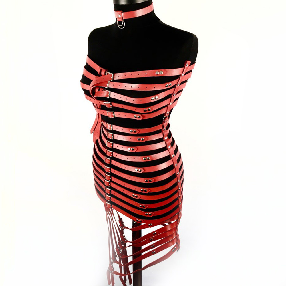 bondage leather dress Gothic PU Leather Harness Clothing