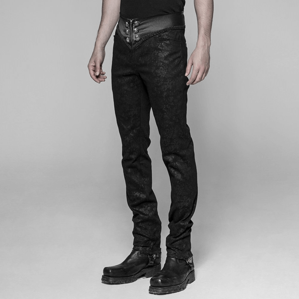Gothic Stylish Black Lace Up Back Skinny Jeans