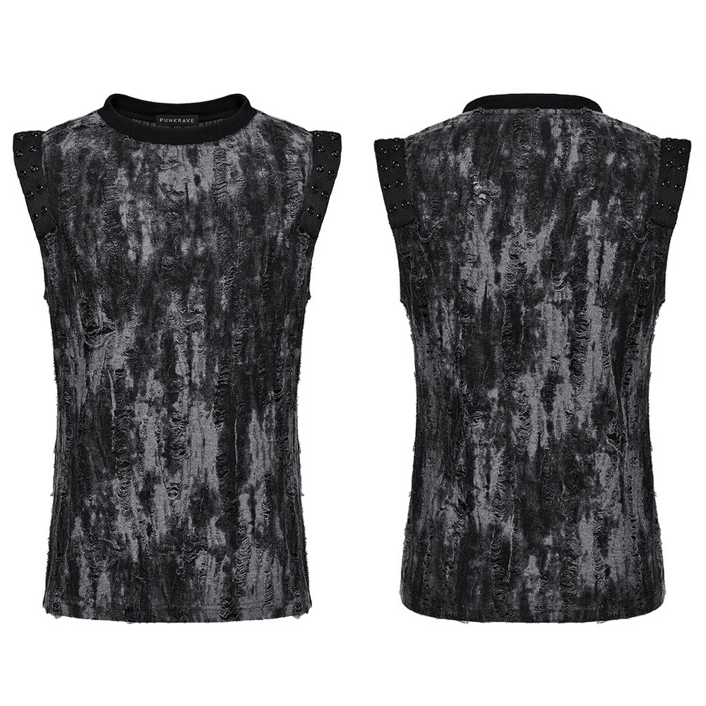 Gothic Tattered Fabric Tank Top with Eyelet Webbing