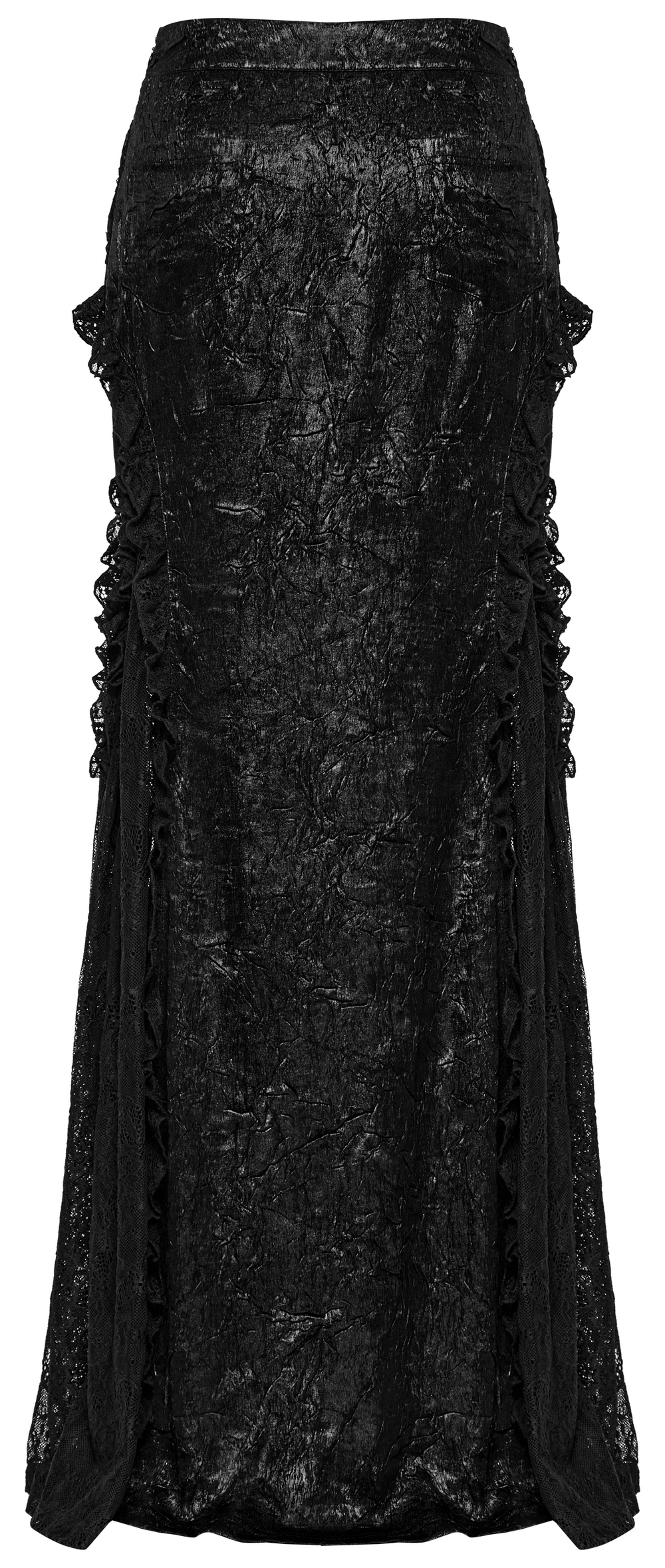 Jupe longue gothique en dentelle texturée à volants pour femme