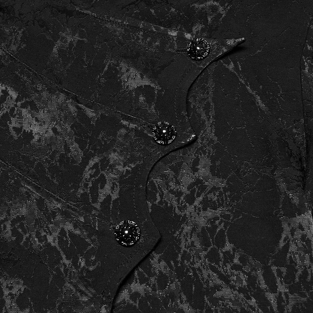 Gothic Textured Long Sleeve Shirt with Irregular Placket showcasing mottled fabric and unique button details.