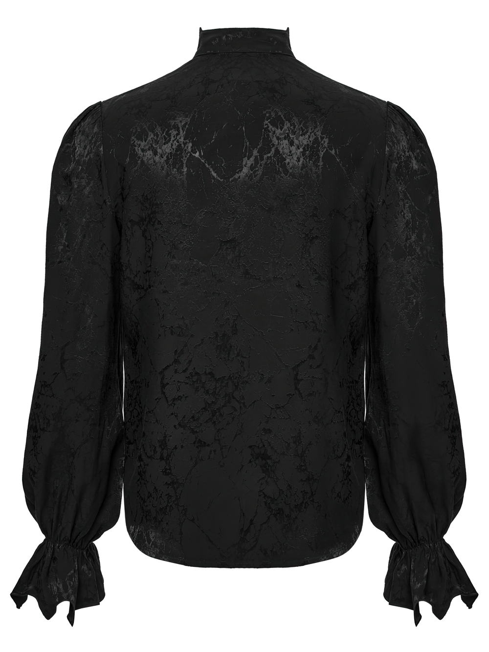 Gothic Textured Long Sleeve Shirt with Irregular Placket, showing back view and unique mottled texture.