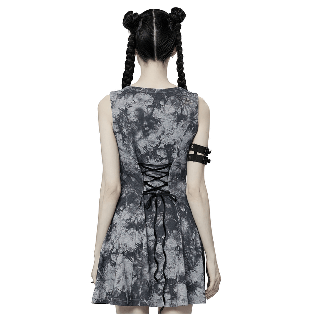 Gothic Tie-Dye Buckle Dress - Elastic and Sexy Fit - HARD'N'HEAVY