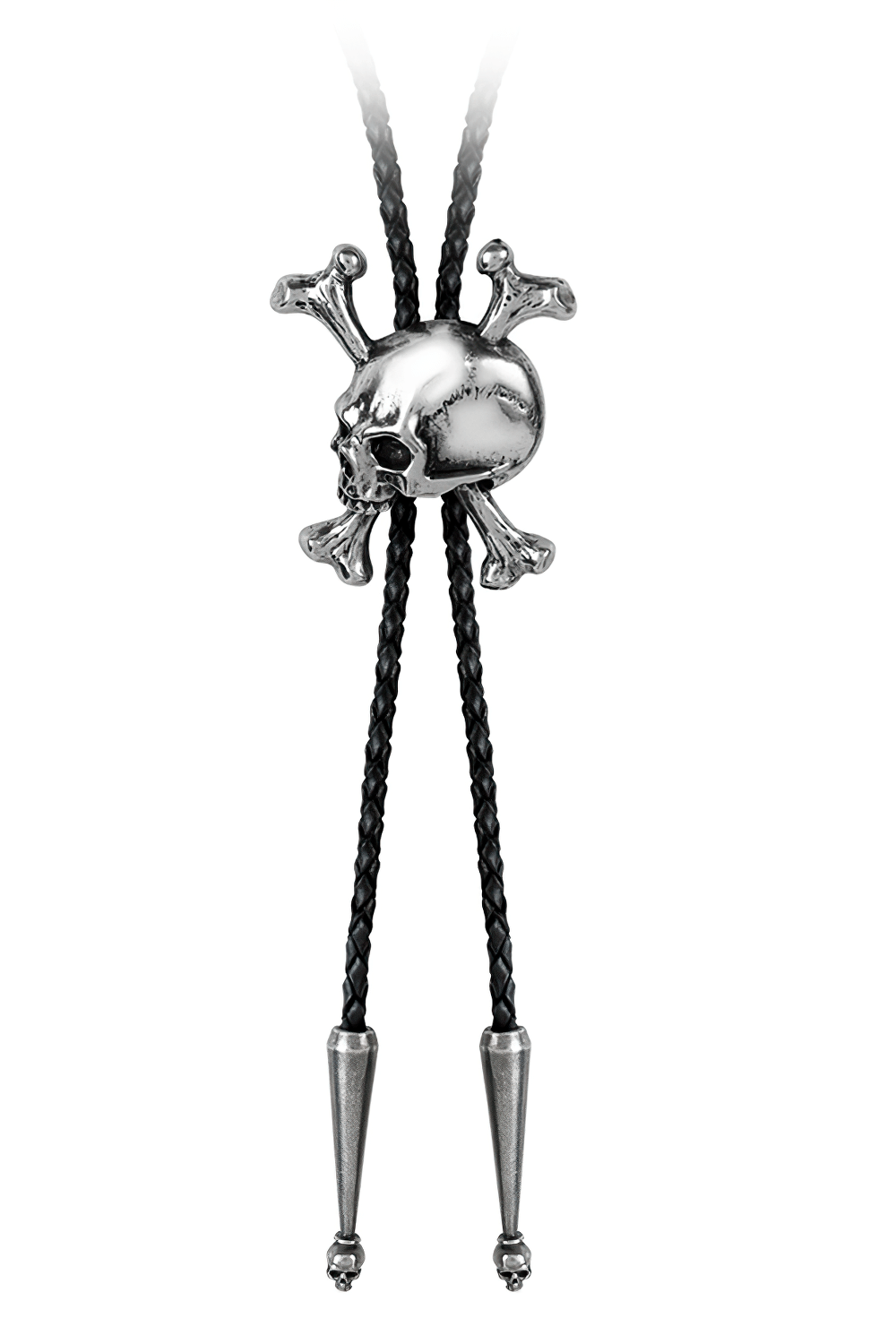 Gothic Unforgiven Skull Pendant with Crossbones featuring a pewter skull and crossbones clasp.