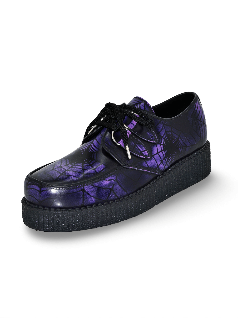 Gothic Unisex Leather Creepers Featuring Spider Design