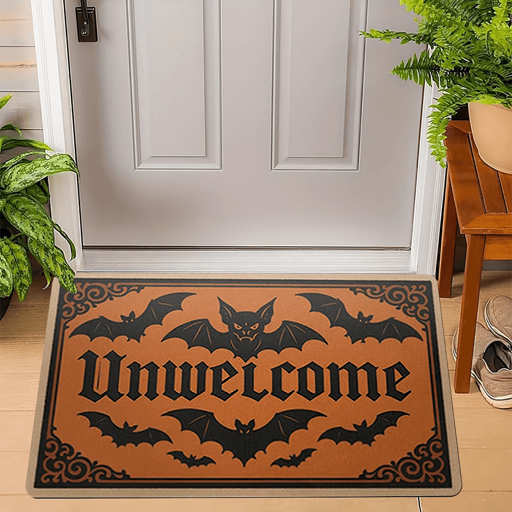 Gothic Unwelcome Bat Outdoor Doormat for Entryways