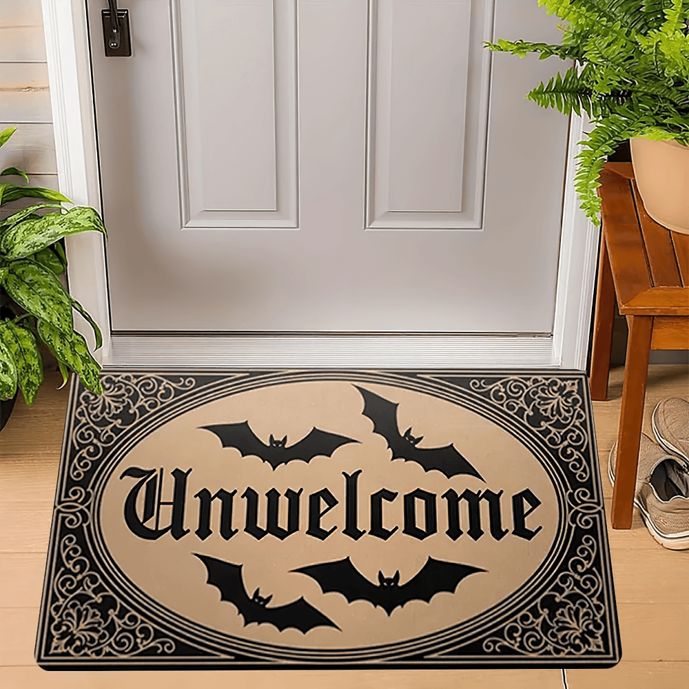 Gothic Unwelcome Bat Outdoor Doormat for Entryways