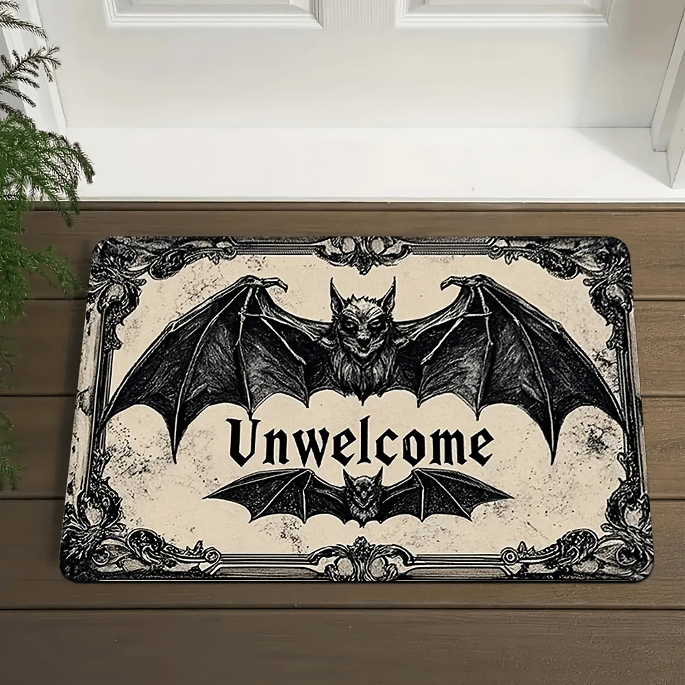 Gothic Unwelcome Bat Outdoor Doormat for Entryways