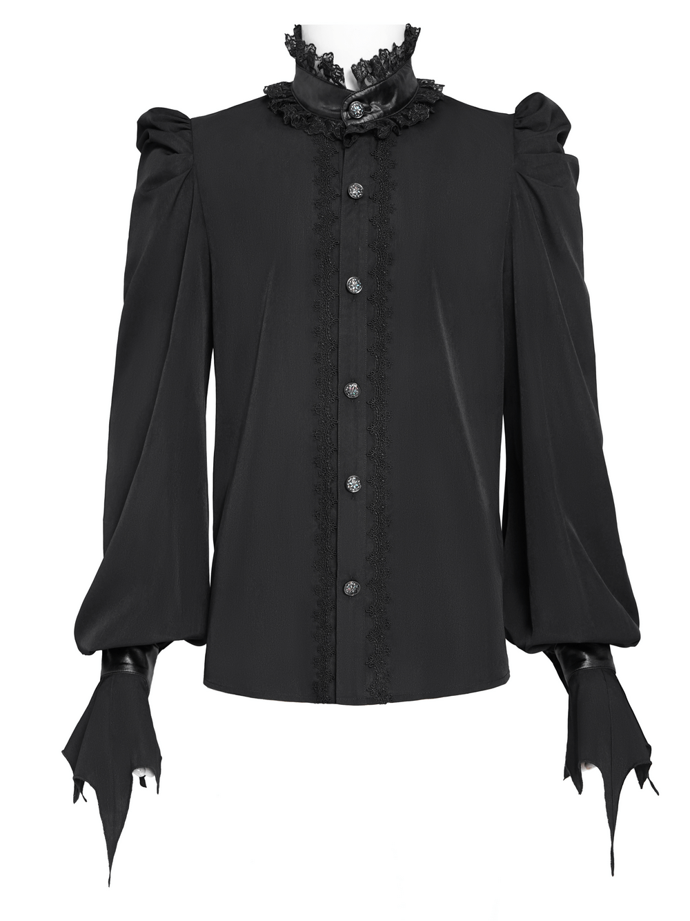 Gothic vampire bat wing blouse with lace collar, structured shoulders, and flared cuffs for dramatic flair.