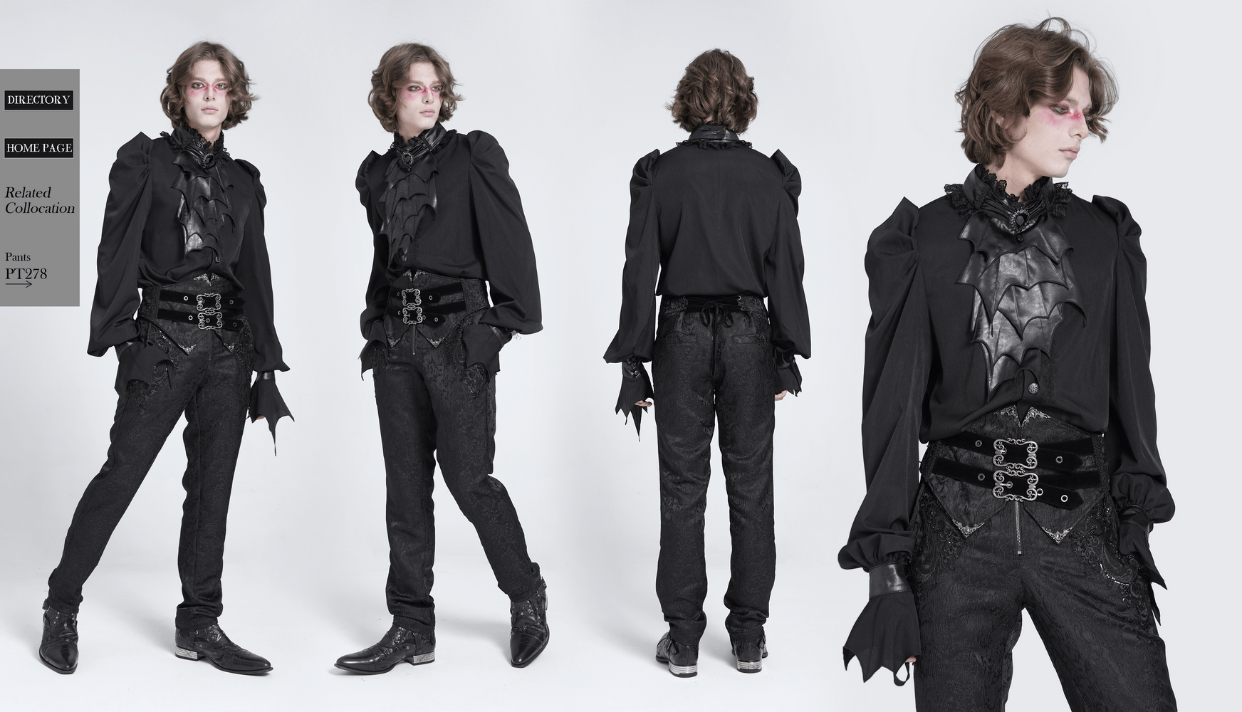 Gothic vampire bat wing blouse with lace collar and flared cuffs, showcasing Victorian elegance and dark romantic style.