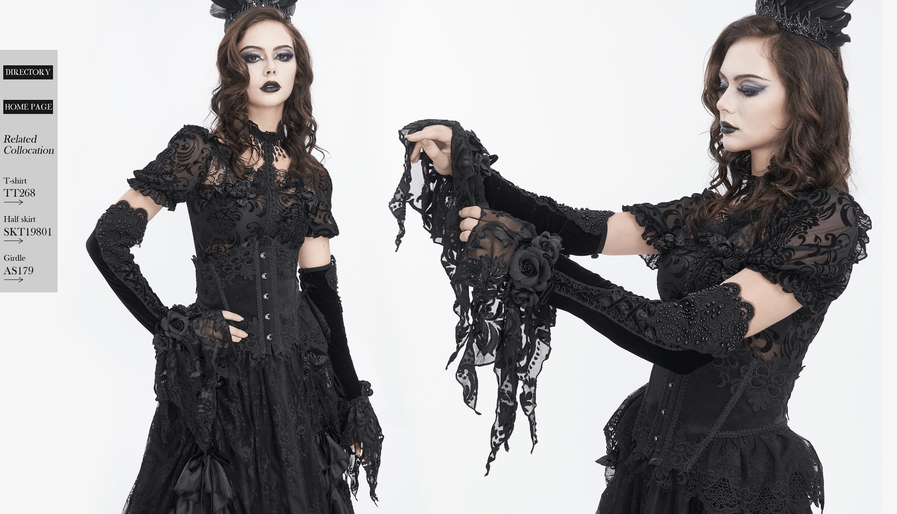 Gothic Velvet and Lace Detailed Gloves for Evenings