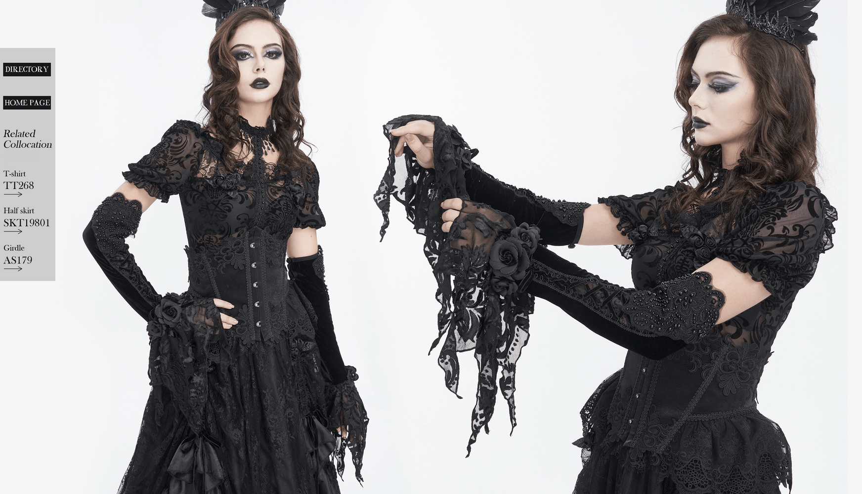Elegant black lace and velvet gothic gloves, perfect for a dramatic evening look. Handmade for sophistication and style.