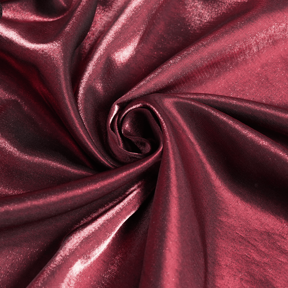 Luxurious burgundy satin fabric, perfect for gothic evening gowns and elegant attire.