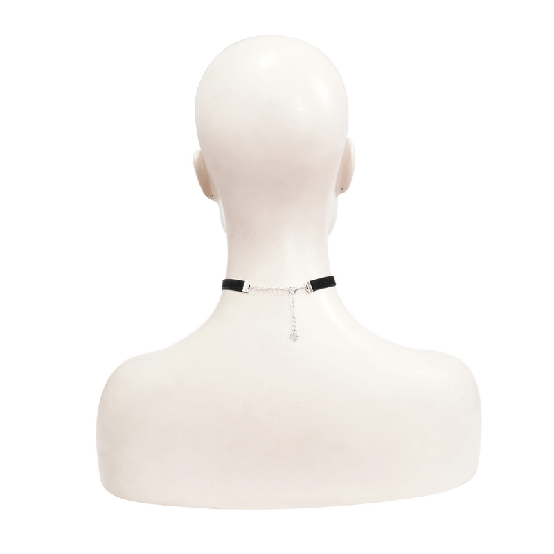 Gothic Velvet Choker With Red Stone / Women's Black Choker with Pendant / Female Accessories - HARD'N'HEAVY