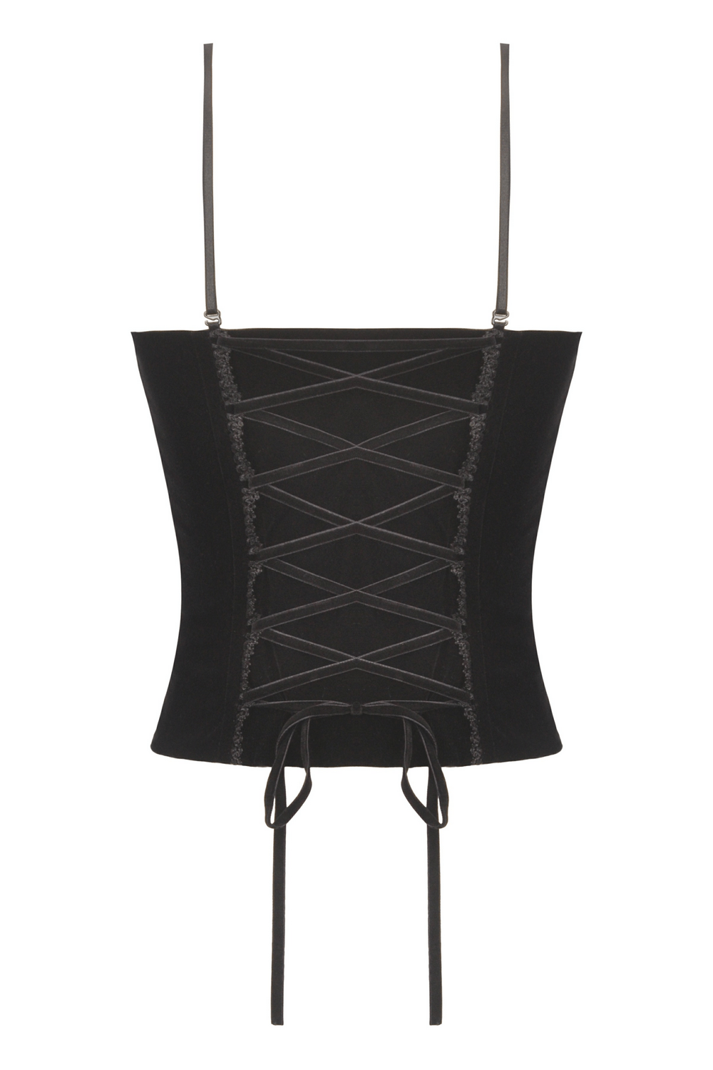 Gothic velvet corset top with lace-up back and adjustable straps for a stunning alternative fashion look.