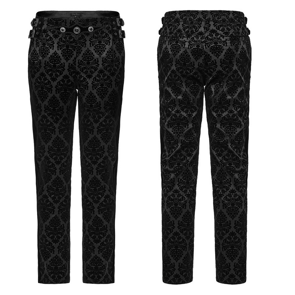 Gothic Velvet Flocking Suit Pants with Gemstone Buckles