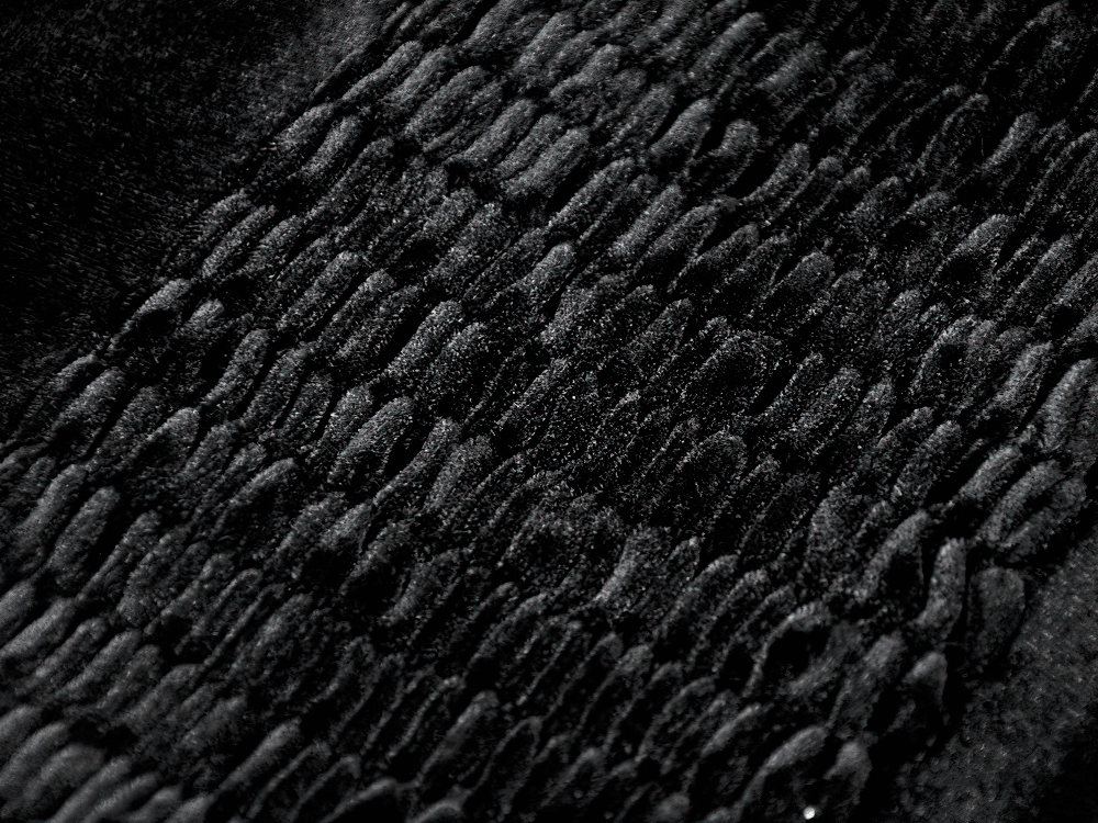 Gothic Velvet Lace-Up Corset Top with Sheer Detailing textured black fabric close-up showing unique detailing.