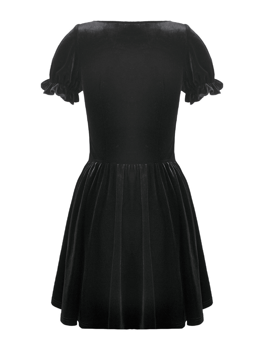 Gothic Velvet Lace Up Puff Sleeve Mini Dress for Women