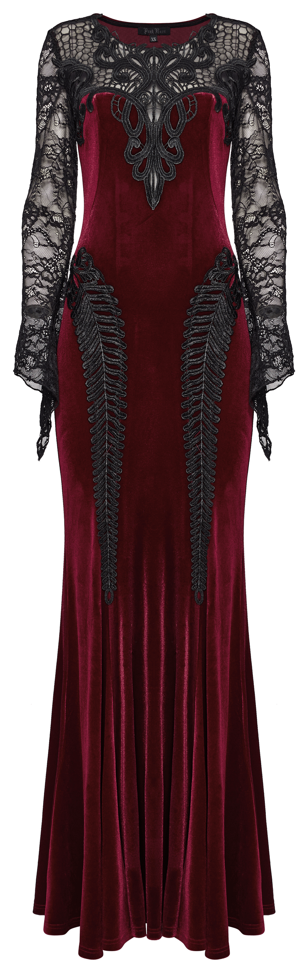 Gothic Velvet Mermaid Dress with Lace Detailing