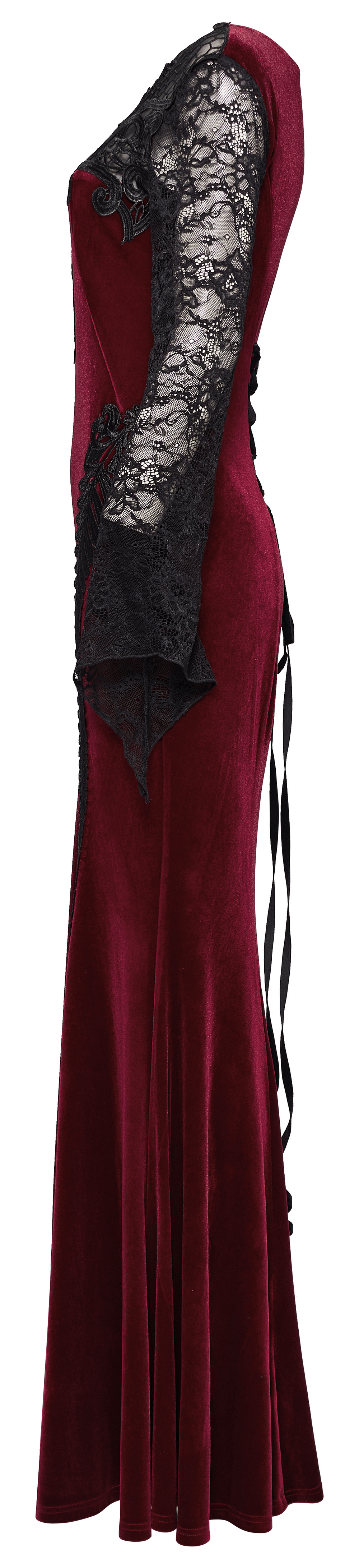 Gothic Velvet Mermaid Dress with Lace Detailing