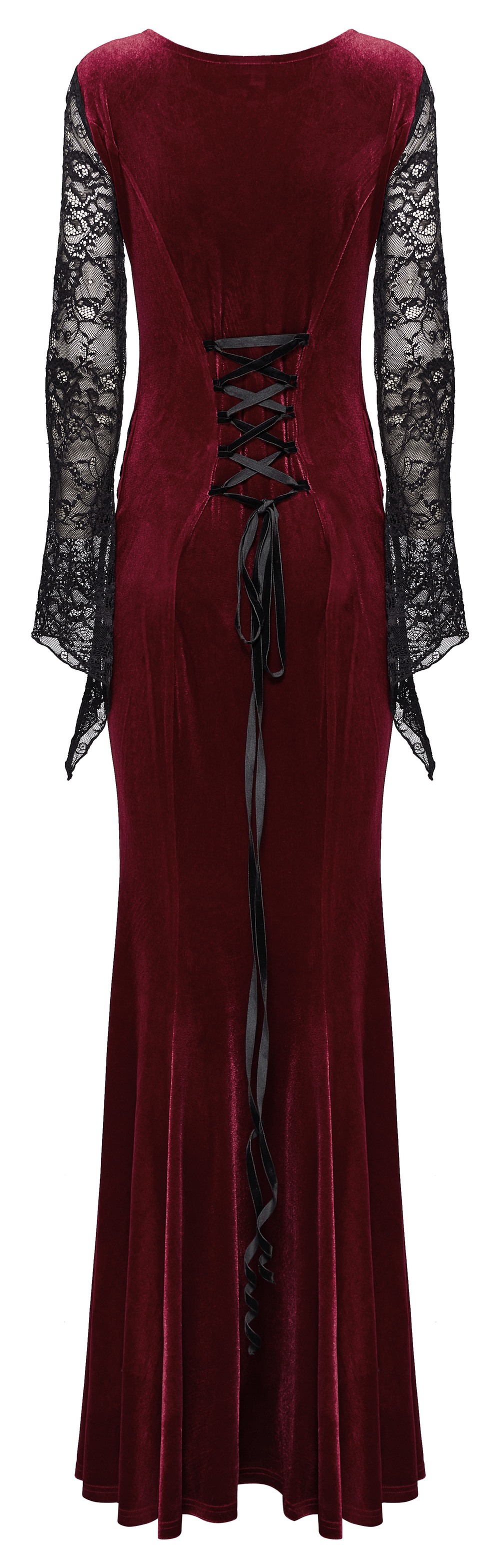 Gothic Velvet Mermaid Dress with Lace Detailing