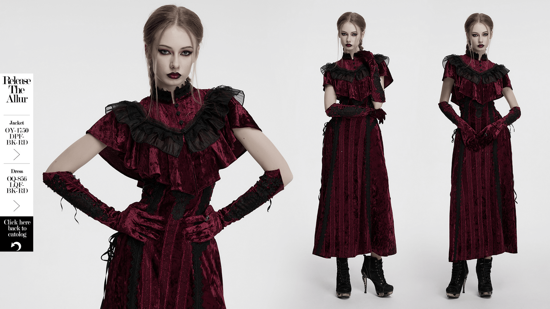 Gothic velvet opera gloves with black lace embroidery, perfect for retro and Gothic fashion.