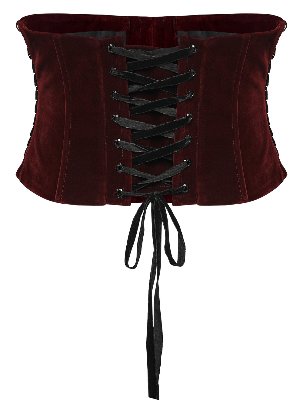 Gothic Velvet Rose Corset with Lace and Back Lacing featuring a stylish back lacing design.