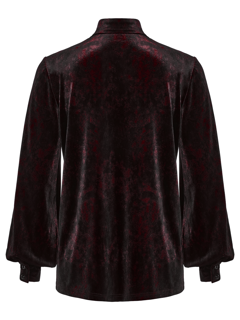 Gothic Velvet Shirt with Button Detail and Long Sleeves, featuring luxurious velvet fabric and a stylish design.