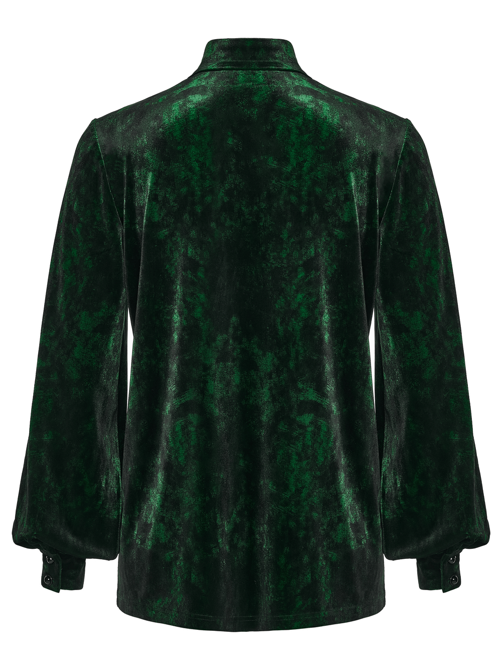 Gothic Velvet Shirt with Pearl Buttons for Daily Wear, featuring a dark green velvet back view.