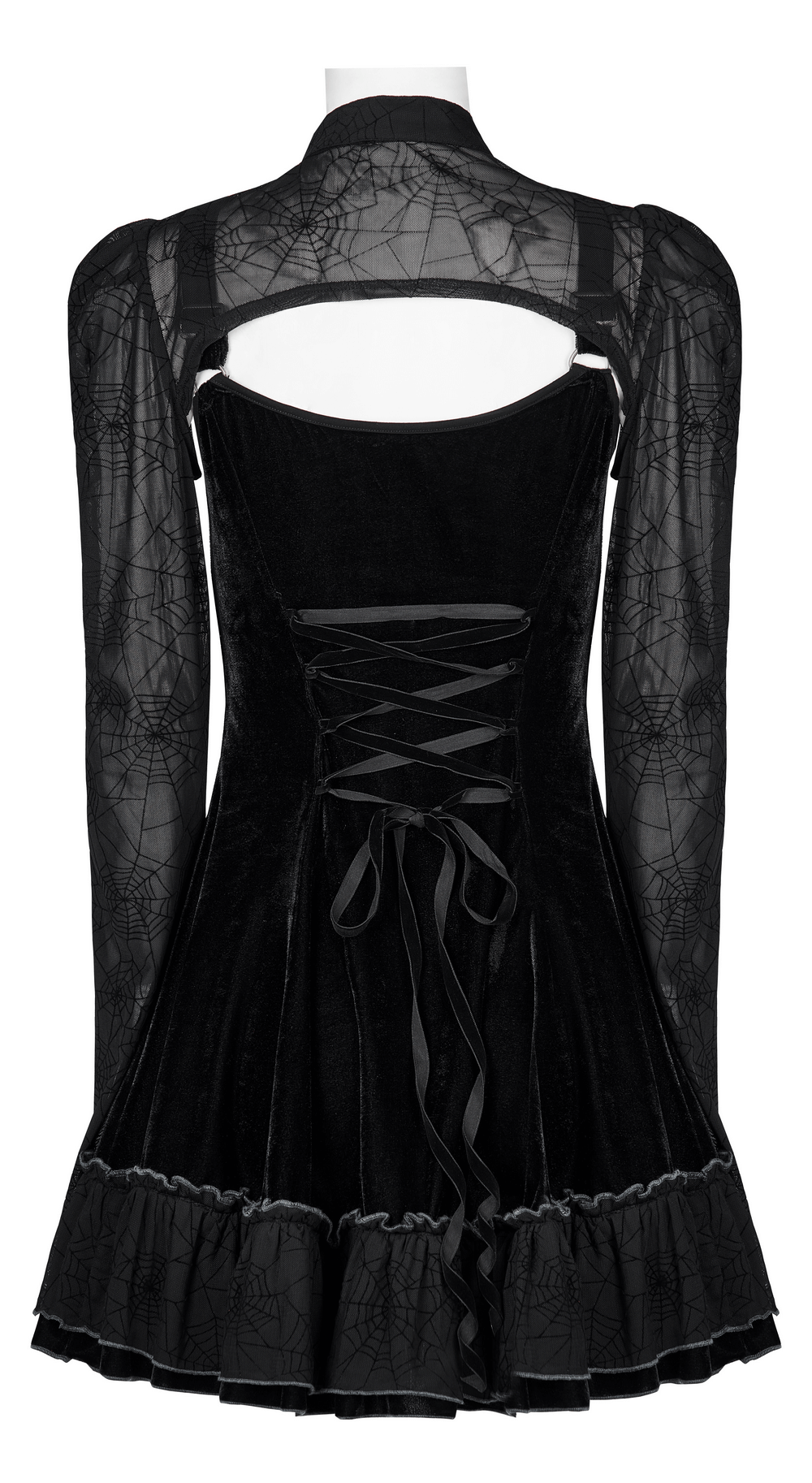 Gothic Velvet Spider Web Design Two-Piece Dress Set - HARD'N'HEAVY