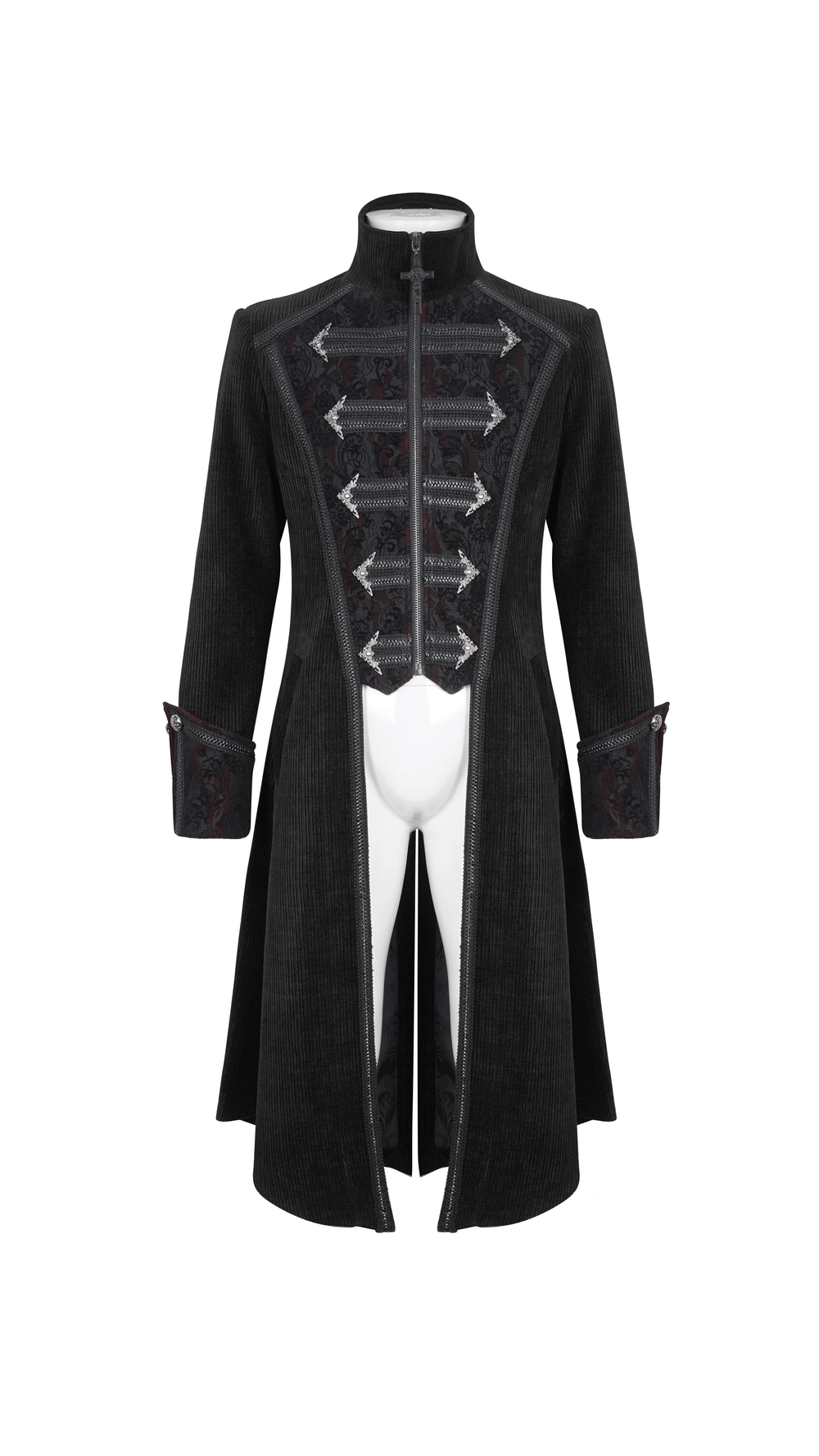 Gothic Velvet Tailcoat for Men with Embroidered Details