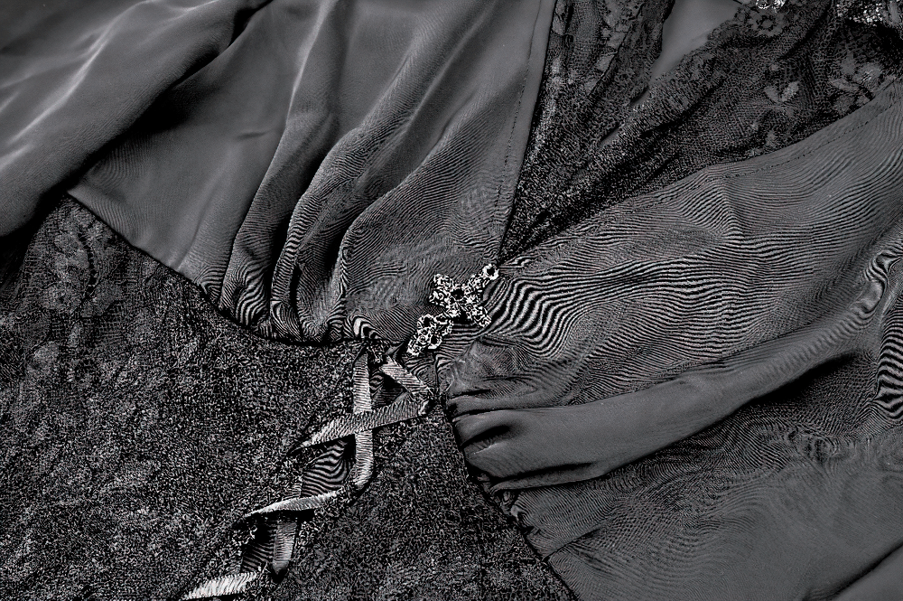 Gothic Victorian Hooded Lace Up Bell Sleeved Blouse with floral lace hood, corset lacing, bell sleeves and silver cross detail