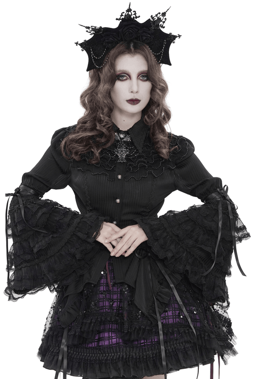Blouse en Dentelle Gothique Victorienne avec Dos Corset
