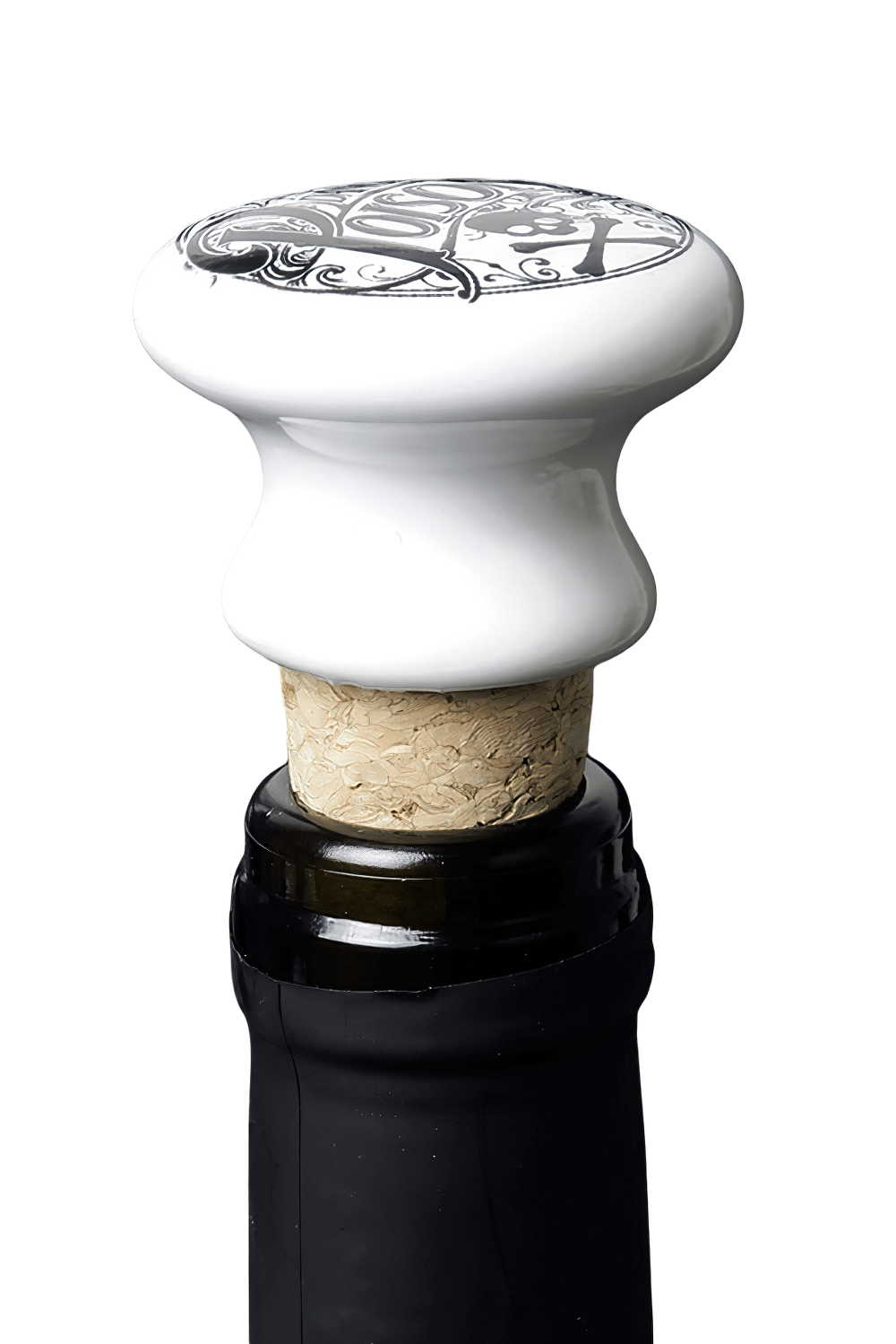 Gothic Viking ceramic wine bottle stopper featuring Norse warrior design and decorative cork.