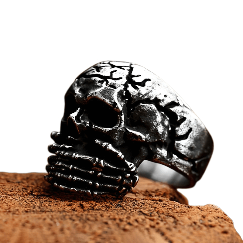 Gothic Vintage Skull Finger Ring For Men / Stainless Steel Biker Jewelry - HARD'N'HEAVY