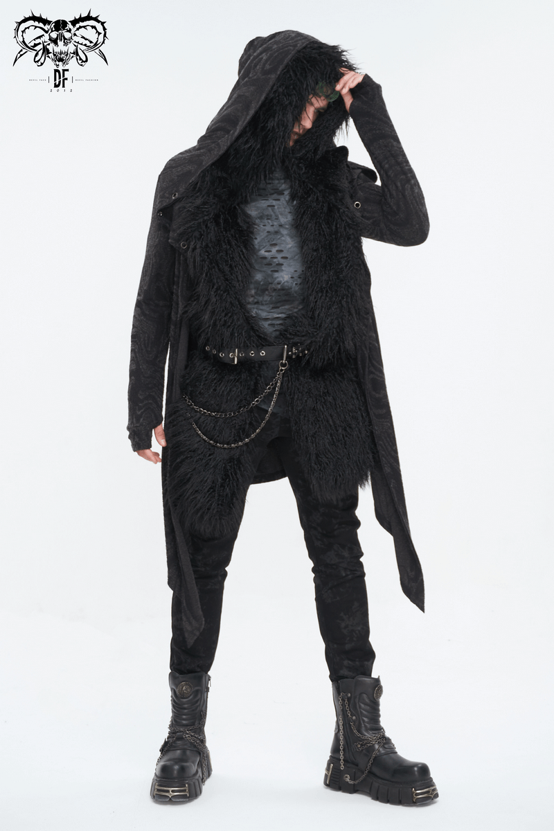 Gothic Voluminous Faux Fur Warm Long Hat-Scarf for Men - HARD'N'HEAVY