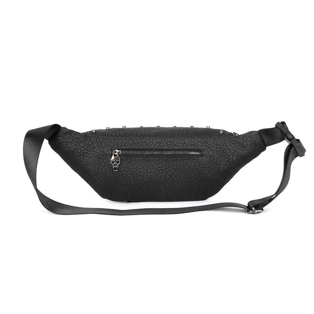 Gothic Waist Bag With Metal Skulls / Fashion Small Bag With Adjustable Strap - HARD'N'HEAVY