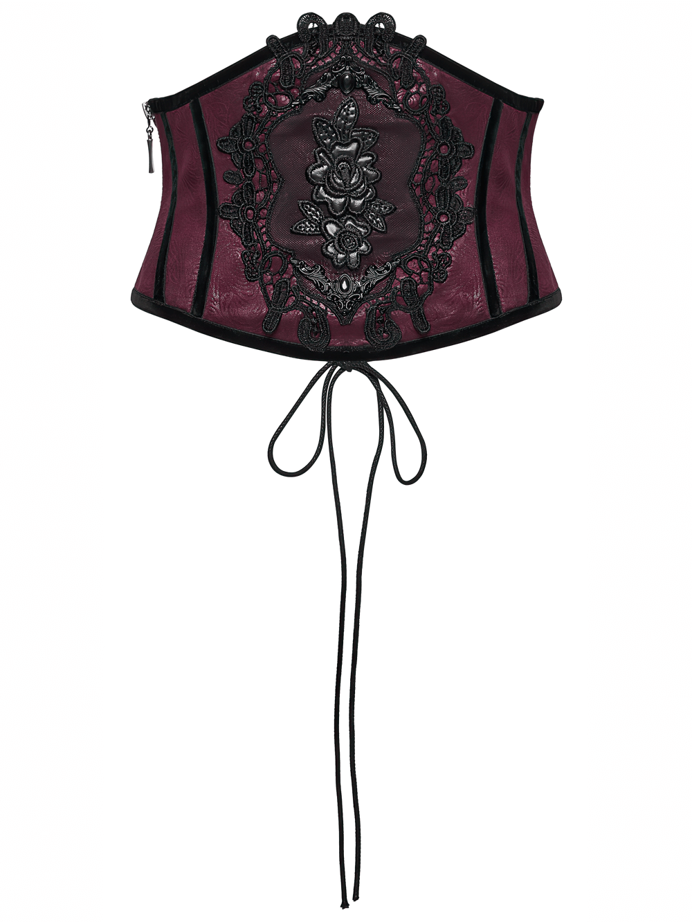 Gothic Waist Corset Belt with Lace Applique Detail featuring intricate lace design and stylish silhouette.